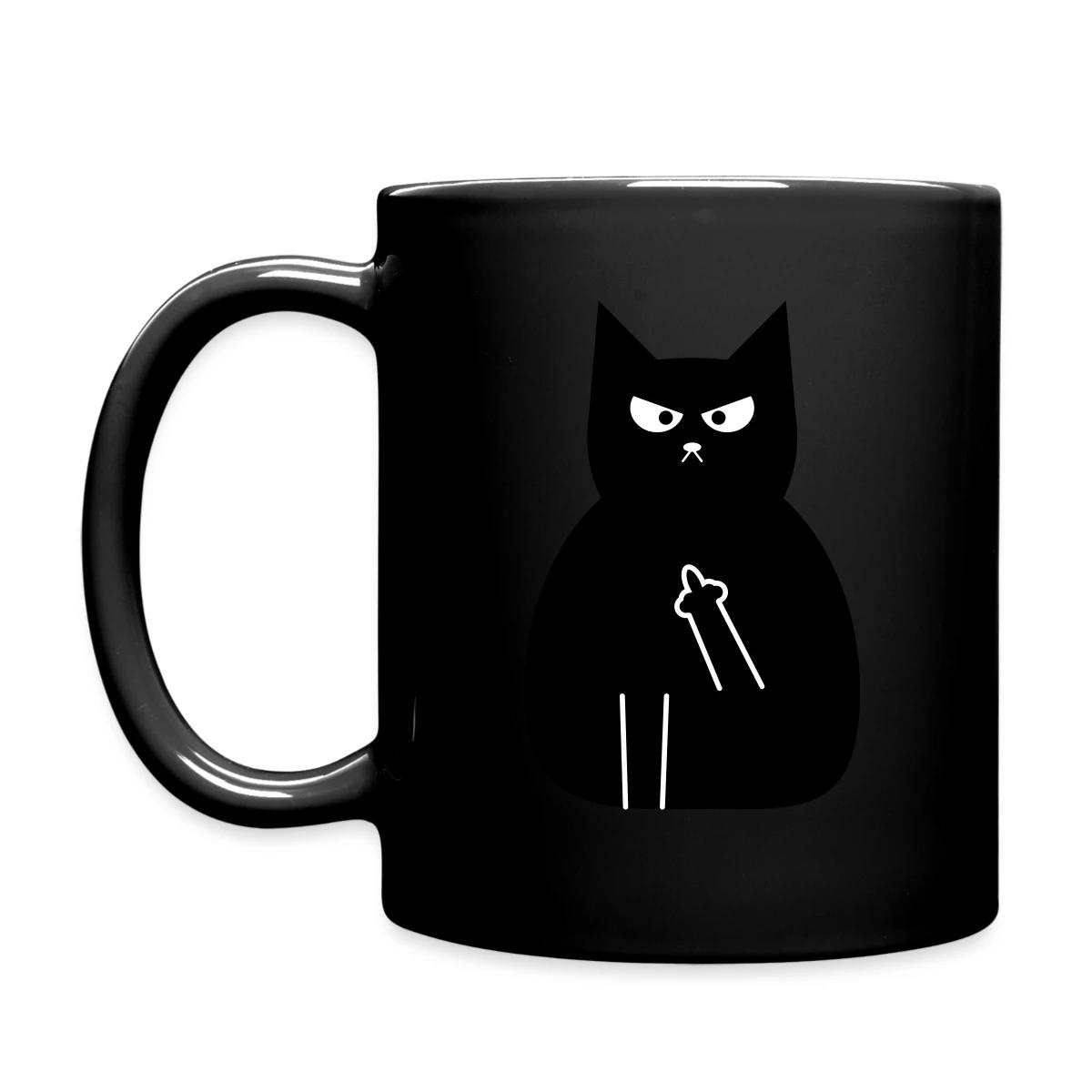 Angry black cat - Full color mug