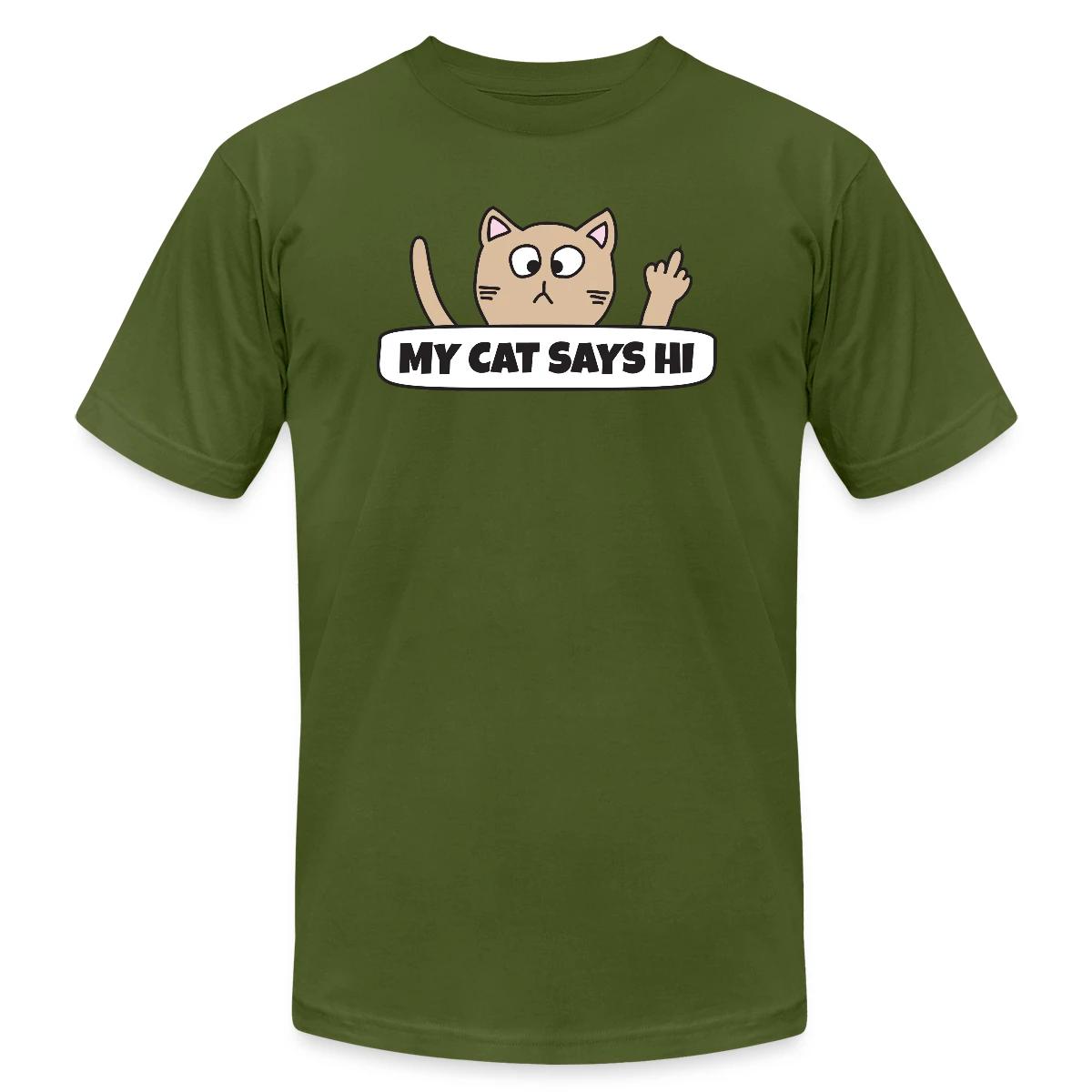 My cat says hi - Jersey T-shirt