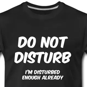 Do not disturb I m disturbed enough already