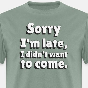 Sorry I'm late I didn't want to come